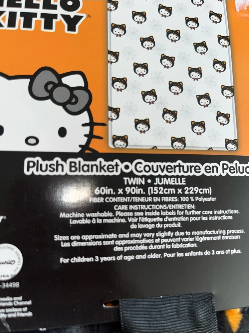 Hello Kitty Halloween Plush Throw Blanket SZ TWIN NEW NWT
